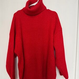 H&M Oversized Vibrant Red Turtleneck Sweater